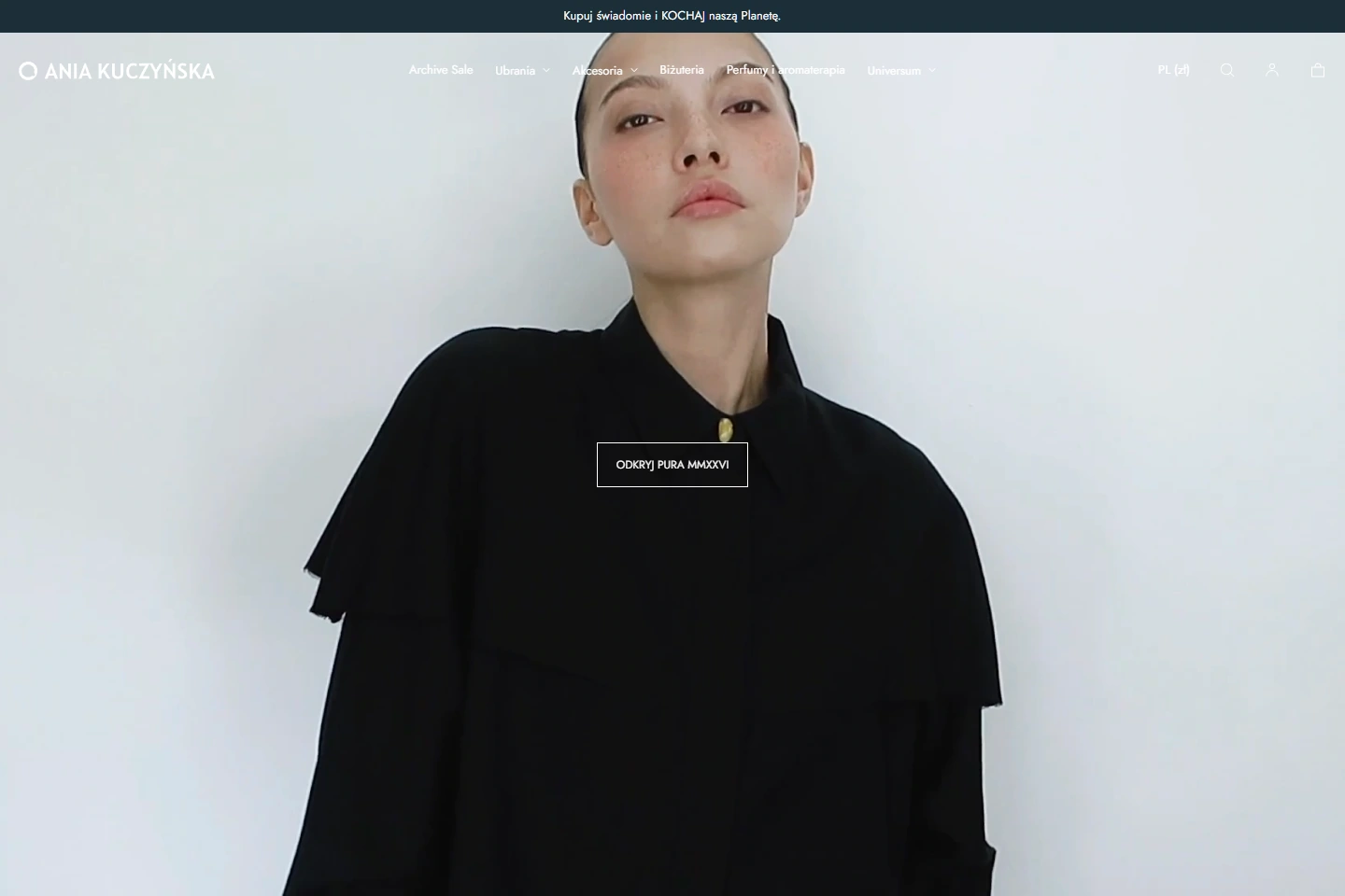 Strona główna sklepu Ani Kuczyńskiej po migracji na Shopify